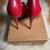 Monicoco Red and Black Ombre Patent Leather Stiletto Heels 3 thumbnail