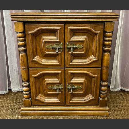 Vintage cabinet nightstand, Italian Neoclassical Tuscan style. Mediterranean acc 1