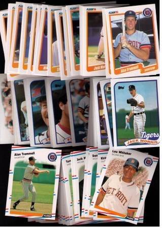 3 Complete Detroit Tigers Team Sets 1988-90 Fleer Topps + 5 Photo/PCs 1