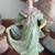 8" tall Occupied Japan Ceramic Victorian Woman in Green Dress 1 thumbnail