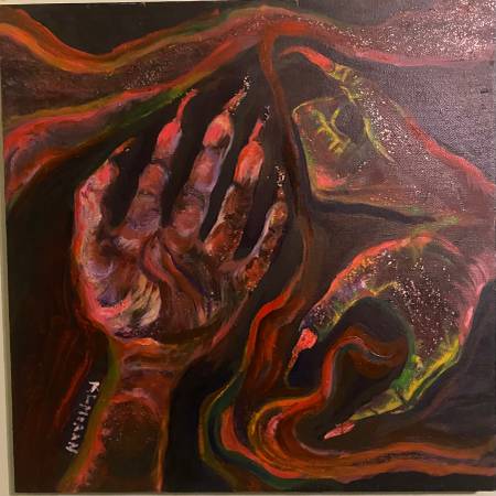 Glittery Glimmery Glitzy Sparkly Mirrored Witch Hands Painting 1