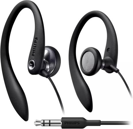 NEW! Philips SHS3200BK/37 Flexible Earhook Headphones, Black 1