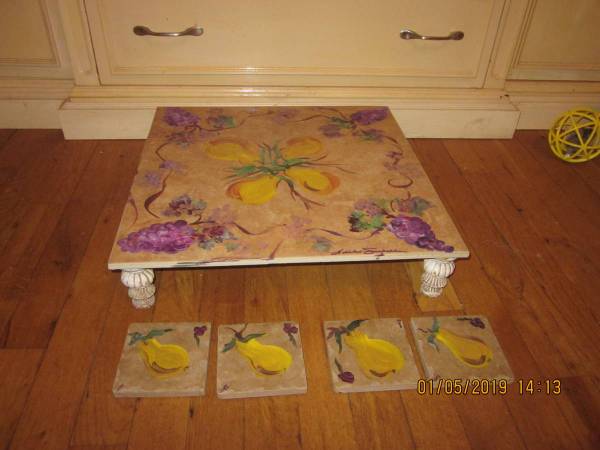 Art deco serving tray with coasters 1