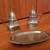 Set of Vintage Pewter Salt & Pepper Shakers with Tray 3 thumbnail