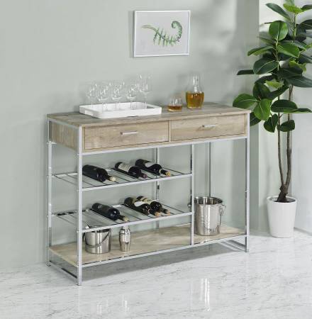 Modern Two-Drawer Bar Storage Cart with Wine Rack! 1