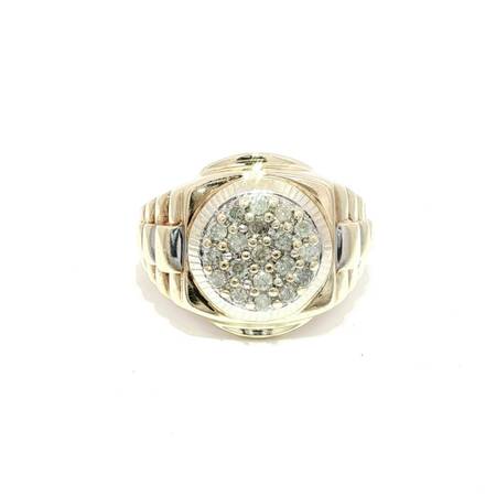 Men’s 1/2ctw Diamond Cluster 14k Yellow Gold Rolex Style Ring Size 10 11056362 1