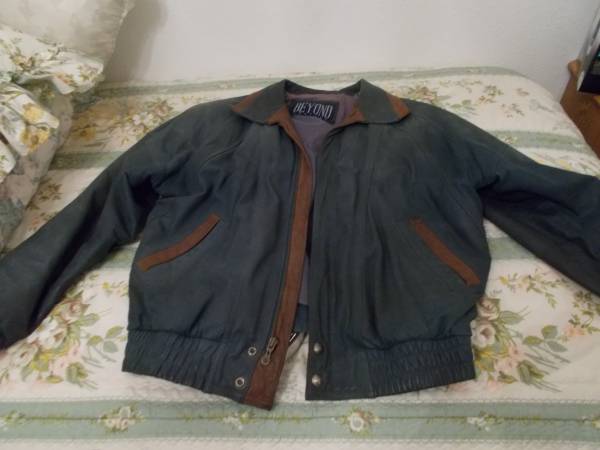 Mens Medium Beyond Leather Green Leather Jacket 1