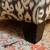 Upholstered Square Ottoman Foot Stool- Brown & Cream- Wood Feet 7 thumbnail