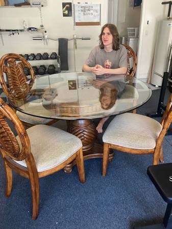 54 inch 1/2 thick glass table with 4 chairs 1