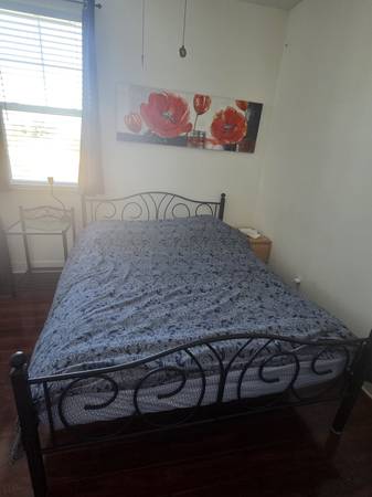 Full size bed frame, matress and 1 nightstand 1