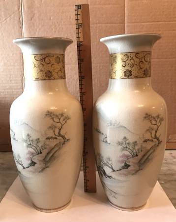 Japanese vase pair, marked 1