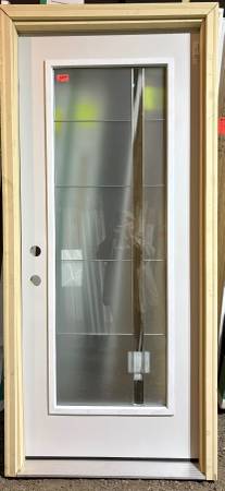 New 36x80 steel exterior door, full decorative glass 1