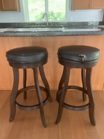 Sturdy Solid Wood Bar Stools - just need cushion care 1