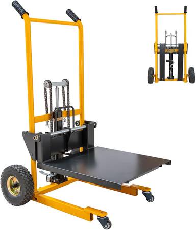 MMS Foldable Hydraulic Material Lift Winch Stacker, 450 Lbs 35.8" Max 1