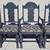 Set of 6 Painted Black Antique Jacobean Style Dining Chairs 1 thumbnail