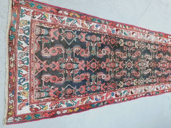 3.5 x 8.1 Washed Hand Knotted Persian runner rug 100% wool carpet 1