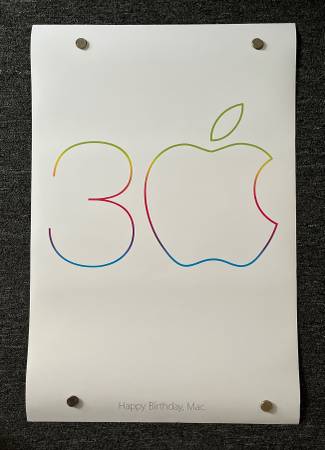 OFFICIAL APPLE "HAPPY BIRTHDAY MAC" 30TH ANNIVERSARY POSTER 36" x 25" 1
