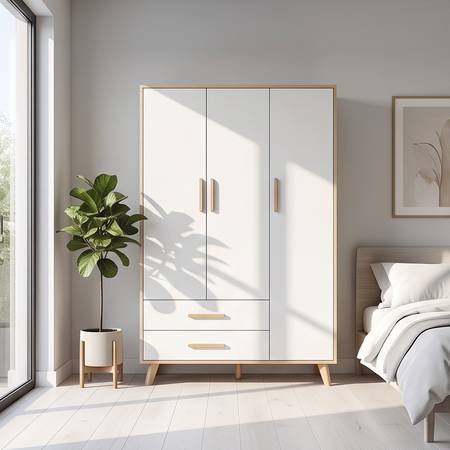C3579 CC059 Sleek Minimalist Wardrobe Cabinet with Hanging Space & Dra 1