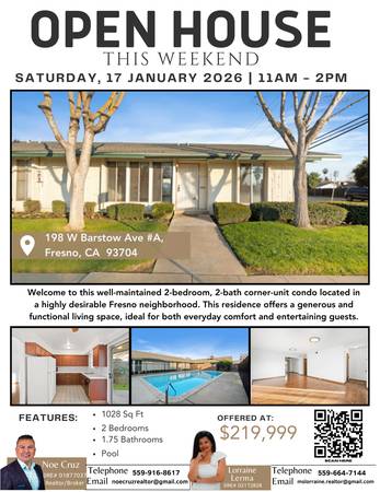 OPEN HOUSE – Fresno Condo | $219,999 1