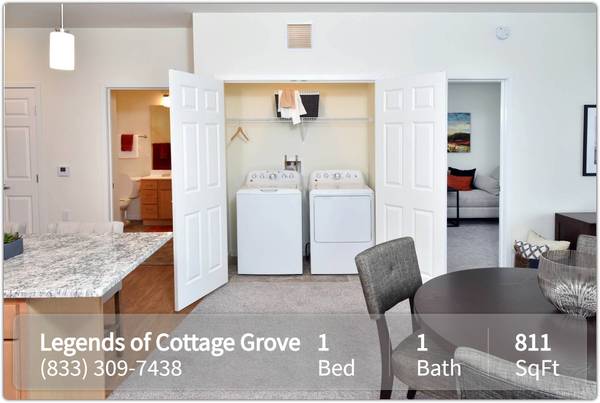 $1,431 / 1br - 811ft2 - Your Cottage Grove dream spot! 1 bed, 1 bath - Take a peek. (Cottage Grove)64003958790785122