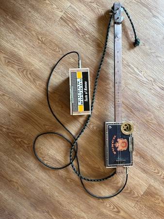 Vintage Cigar Box Guitar with Cigar Box Amp 1