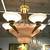 Beautiful Art Deco Style Bronze and Alabaster Chandelier 1 thumbnail