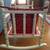 DOLL CRADLE, WHITE PAINTED WOOD, RED FLORAL BEDDING,25.5L x18.5Wx18.5H 6 thumbnail