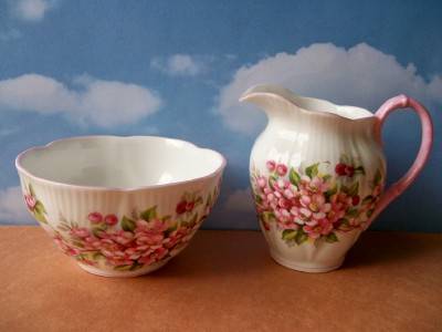 Royal Albert Apple Blossom Creamer and Sugar 1
