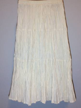 White Cotton Crinkled Skirt, XS 1