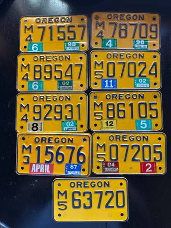 Vintage Oregon Motorcycle License Plates / Tags (9) 1