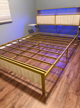 Queen size bed frame LED lights  six months old like brand new 1