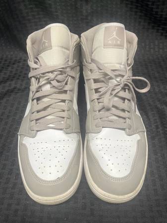 Nike Air Jordan 1 Mid Linen College Grey Men’s Sneakers - 12 1