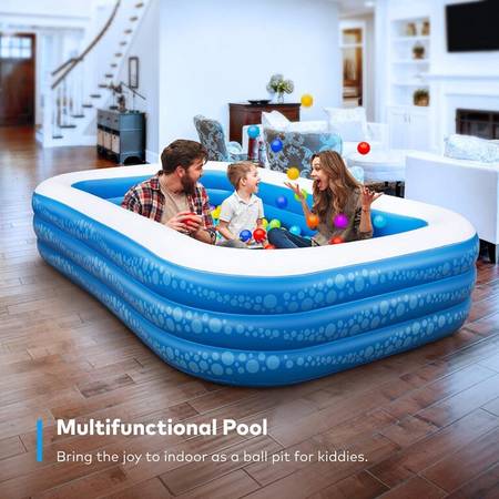 inflatable pool, family swimming pool for kids(118″ X 69″ X 21″ 1