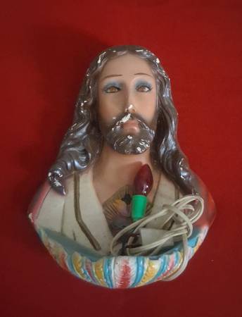 Old Religious Chalkware Wall Art 1
