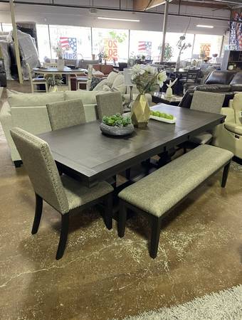 Dining Set Table With 4 Chairs & Bench 1