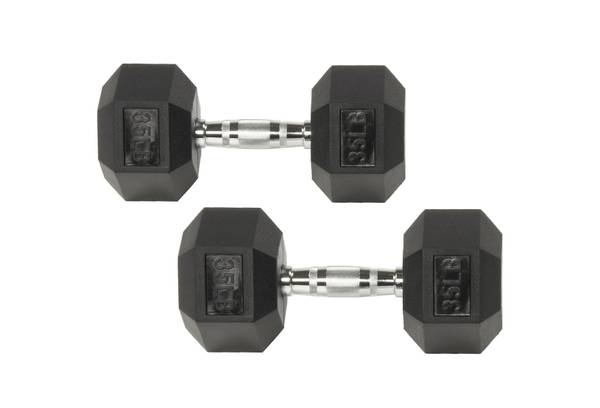 Hex Rubber Dumbbell Set 35 lbs 1