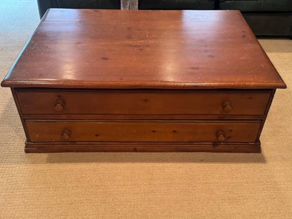 Wood Coffee Table with Two Drawers 1