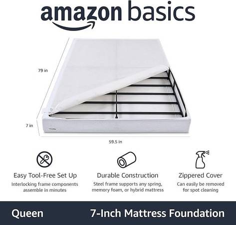 *NEW* - Amazon Basics - Mattress Foundation, Smart Box Spring - Queen 1