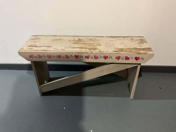 Vintage primitive, farmhouse wooden bench 1