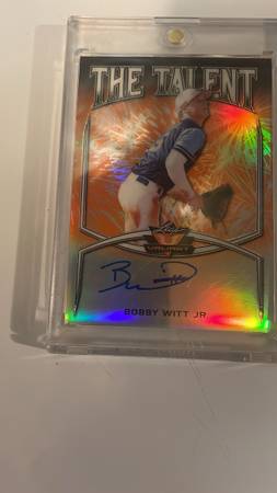 2019 Leaf Valiant Bobby Witt Jr. Auto Orange Prismatic /35 (Jersey Match 7/35) $ 1