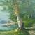 V Singer signed Mountain Forest Lake Oil Painting on Canvas 3 thumbnail