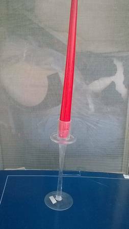 Clear Glass Candlestick Holders w/Candles - 4 piece set 1