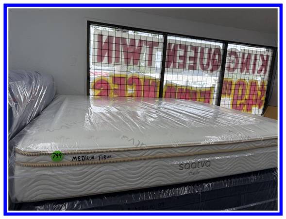 King Size Saatva Classic Mattress & Box Springs Bed Set 1