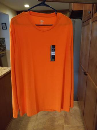 NEW Blaze Orange Long Sleeved Athletic Top - Size XL 1