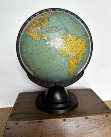 Antique Cast Iron Stand Terrestrial 1930s World Globe 1