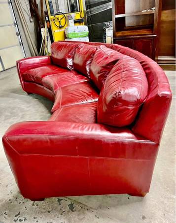 Red leather sofa 1