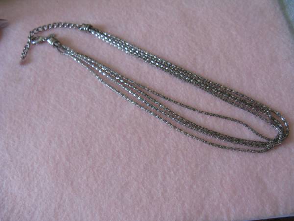 Silver Necklace Marked EXP 4 Strands 16" + 2" 1