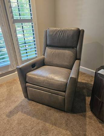 Recliner Leather Power Taupe Custom Bradington Young 1