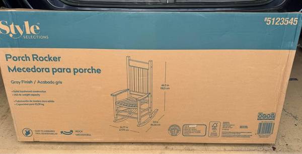 Brand new, Style Selections Grey Wood Frame Rocking Chairs with Sl 1