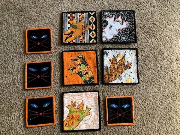 Handmade Halloween Mug Rugs (Quilted Coasters) 1